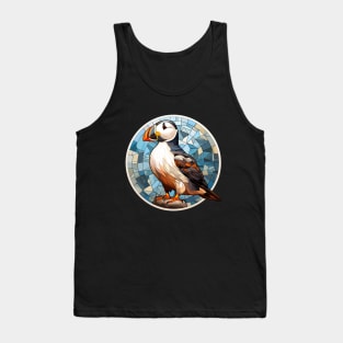 Puffin sea bird mosaic style in a circle Tank Top